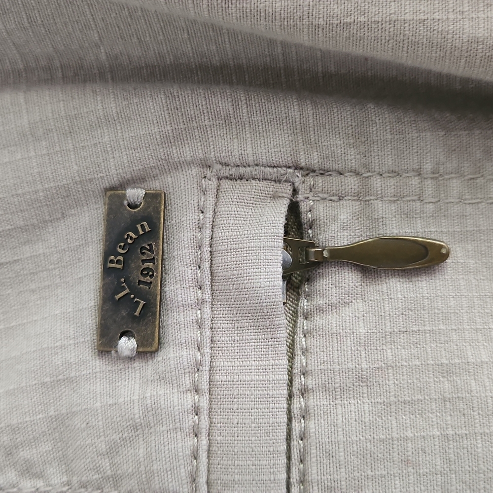 L.L.Bean Petite Sz 12 Tan Short Skirt, Zipper and 2 Snap Closure w 6 Pockets - Picture 6 of 12